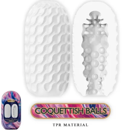 PRETTY LOVE - COQUETTISH BALLS SILICONE MALE MASTURBATOR WHITE