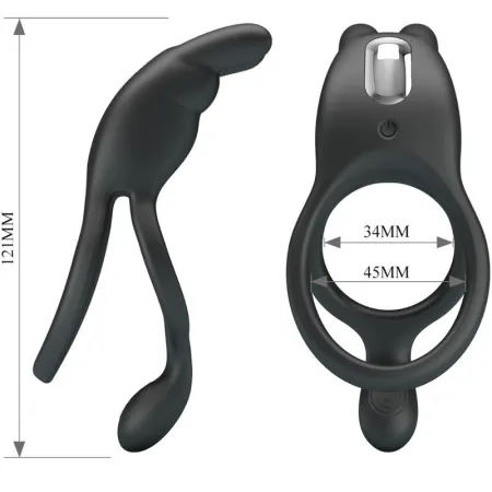 PRETTY LOVE - SETH DOUBLE VIBRATING RING RABBIT 7 VIBRATIONS BLACK