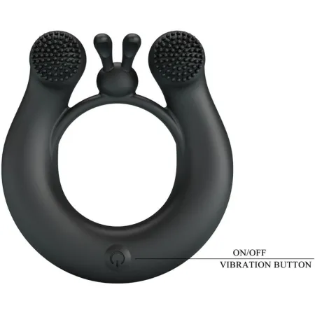 PRETTY LOVE - DAHLIA VIBRATING RING + CLITORIS STIMULATOR 12 VIBRATIONS BLACK