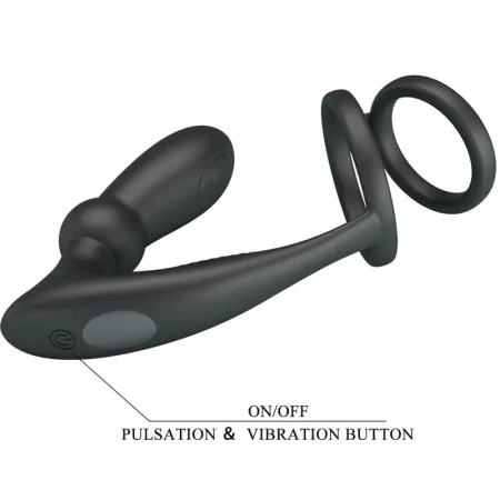 PRETTY LOVE - EMONI PENIS RING + ANAL PLUG 12 VIBRATIONS BLACK