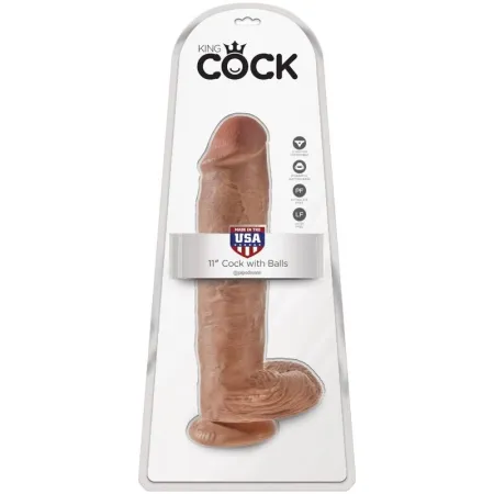 KING COCK - REALISTIC PENIS WITH BALLS 22.6 CM CARAMEL