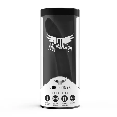 MYTHOLOGY - COBI ONYX ANAL DILDO WITH COCK AND TESTICLE RING SILICONE 13 CM
