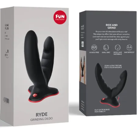 FUN FACTORY - RYDE DOUBLE DILDO & MASSAGER BLACK
