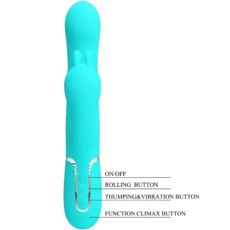 PRETTY LOVE - CAMMY 4 IN 1 MULTIFUNCTION TRIPPLE RABBIT VIBRATOR BLUE