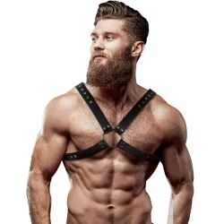 FETISH SUBMISSIVE ATTITUDE - ECO LEATHER CROSSED CHEST STRAP HARNESS MEN
