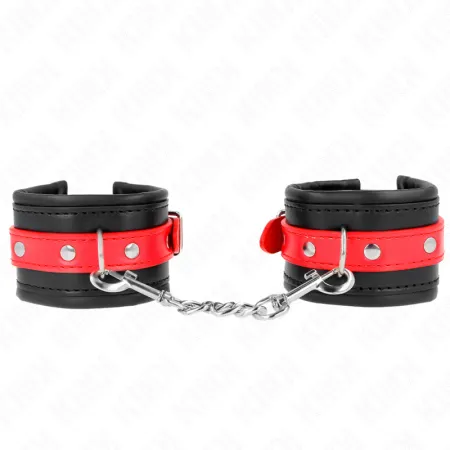 KINK - WRIST RESTRAINTS BLACK WITH RED BELT ADJUSTABLE 17-28 CM X 6 CM