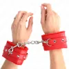 KINK - PREMIUM FUR LINED WRIST RESTRAINTS RED WITH RED BELT ADJUSTABLE 17-29 CM X 6 CM