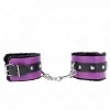 KINK - PREMIUM FUR LINED WRIST RESTRAINTS BLACK WITH PURPLE / BLACK BELT ADJUSTABLE 17-29 CM X 6 CM