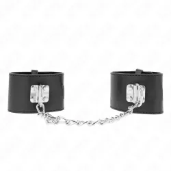 KINK - FIXED WRIST RESTRAINTS WITH CHAIN 30 CM AND PADLOCK CLOSURE BLACK ADJUSTABLE 16-23 CM X 5.5 CM