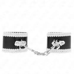 KINK - BLACK WRIST RESTRAINTS WITH WHITE DECORATE LACE ADJSUTABLE 20-23 CM X 5.5 CM