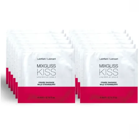 MIXGLISS - WATER BASED LUBRICANT STRAWBERRY FLAVOR 12 SINGLE DOSE 4 ML
