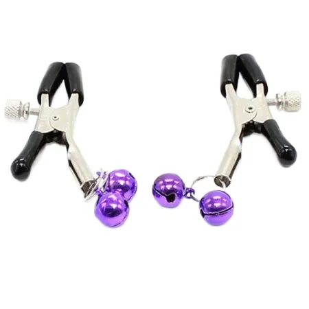 OHMAMA FETISH - DOUBLE BELLS NIPPLE CLAMPS PURPLE