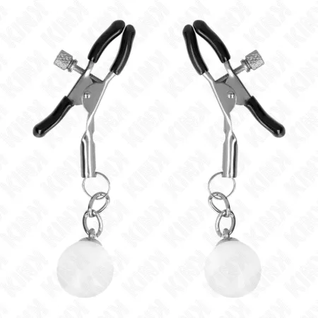 KINK - GLASS BEAD NIPPLE CLAMPS SILVER 6 CM