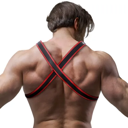 FETISH SUBMISSIVE ATTITUDE - BULLDOG CHEST HARNESS ECO LEATHER BLACK/RED MEN