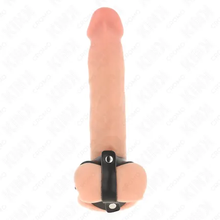 KINK - ADJUSTABLE LEATHER PENIS RING AND BALL DIVIDER STRAP