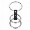 KINK - TRIPLE METAL PENIS RING 3.7 CM TO 5 CM CONNECTED WITH LEATHER