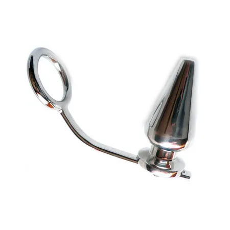 METAL HARD - STEEL RING WITH ANAL PLUG 45 X 50MM