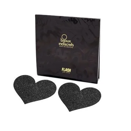 BIJOUX - INDISCRETS FLASH BLACK HEART NIPPLE CUTS
