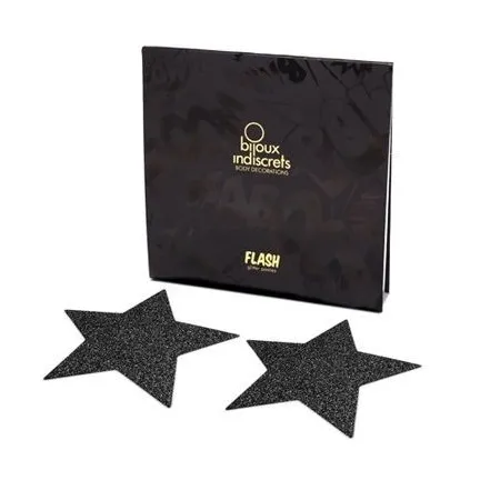 BIJOUX - INDISCRETS FLASH BLACK STAR NIPPLE CAPS