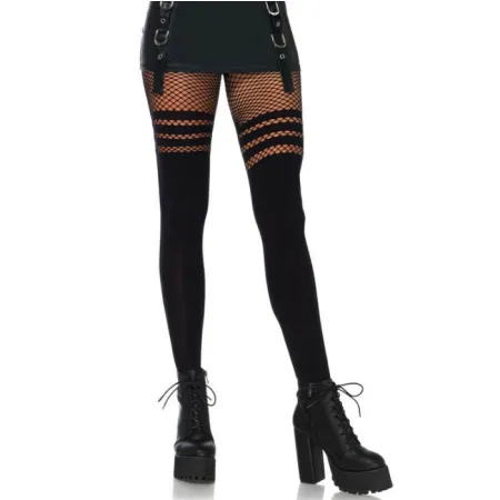 LEG AVENUE - PANTYHOUSE WIT FISNHET STRIPES