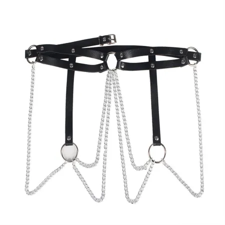 SUBBLIME - LEATHER RING CHAINBELT BLACK ONE SIZE