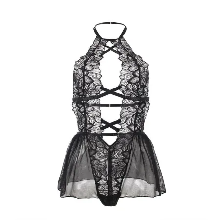 SUBBLIME - TEDDY HALTER NECK BARE BACK LACE BLACK S/M