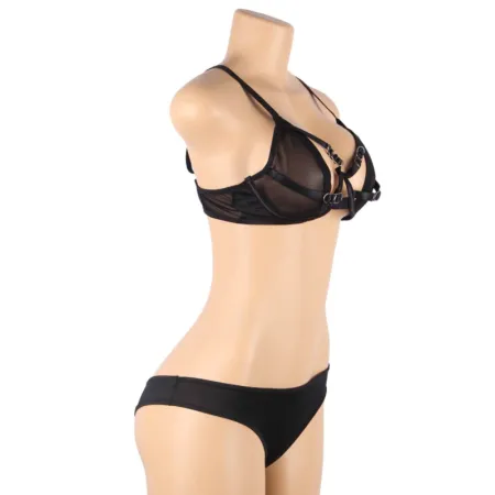 SUBBLIME - SET OF TWO PIECES TRANSPARENCY BRA AND STRIPS S/M
