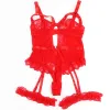 SUBBLIME - TEDDY WITH GARTER WITH LACE DETAIL AND STRIPS RED L/XL