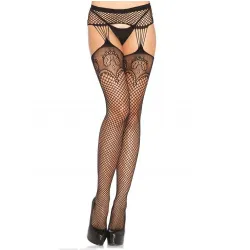 LEG AVENUE - NET STOCKINGS WITH GARTER LINES