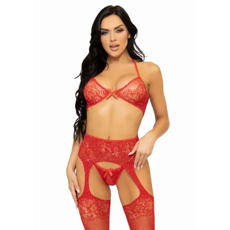 PASSION - WOMAN BS077 BODYSTOCKING ONE SIZE RED