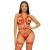 LEG AVENUE - KINK - STUDDED O-RING HARNESS TEDDY SIZE M - RED