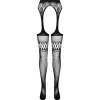 PASSION - S026 BLACK TIGHTS WITH GARTER ONE SIZE