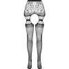 PASSION - S027 BLACK TIGHTS WITH GARTER ONE SIZE