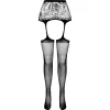 PASSION - S028 BLACK TIGHTS WITH GARTER ONE SIZE