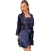 LIVCO CORSETTI FASHION - JACQUELINE LC 90249 DRESSING GOWN + SHIRT + PANTY NAVY BLUE S/M