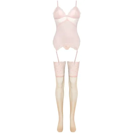 LIVCO CORSETTI FASHION - PERSINNE PEACH SET CORSET + PANTY + STOCKINGS