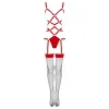 LIVCO CORSETTI FASHION - THIARA LC 20213 SET BODY + STOCKINGS RED S/M