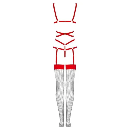 LIVCO CORSETTI FASHION - THIARA LC 20213 SET BODY + STOCKINGS RED L/XL