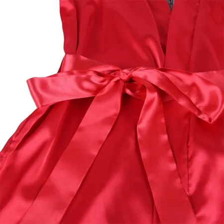 SUBBLIME - 954024 LACE SHEER BACK CAMISOLE + THONG RED/BLACK L/XL