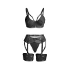 SUBBLIME - 955236 BLACK BONDAGE BRA WITH GARTER SET S/M