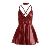 SUBBLIME - 955403 DRESS WITH BURGUNDY LEATHER STRAPS L/XL