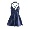SUBBLIME - 955427 DRESS WITH BLUE LEATHER STRAPS L/XL