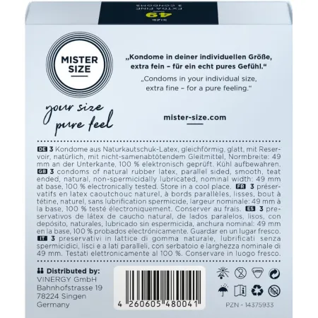 MISTER SIZE - CONDOM SIZE S 49 MM 3 UNITS