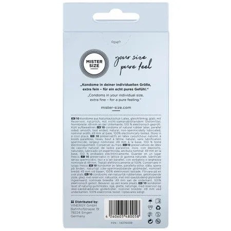 MISTER SIZE - CONDOM SIZE S 49 MM (10 UNITS)