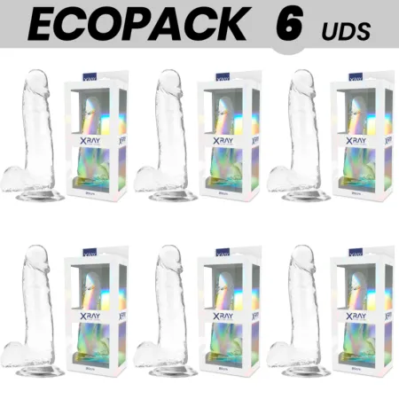ECOPACK 6 UNITS - X-RAY CLEAR TRANSPARENT DILDO 12 CM -O- 2.6 CM
