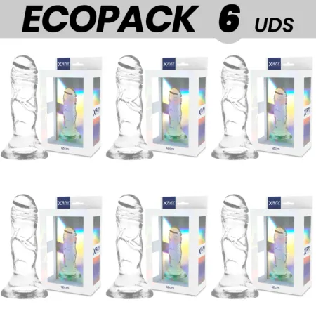 ECOPACK 6 UNITS - X-RAY CLEAR TRANSPARENT DILDO 12 CM -O- 2.6 CM