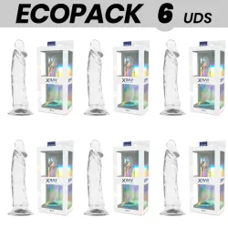 ECOPACK 6 UNITS - X-RAY CLEAR TRANSPARENT DILDO 19 CM -O- 4 CM