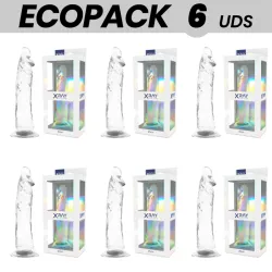 ECOPACK 6 UNITS - X-RAY CLEAR TRANSPARENT DILDO 21 CM -O- 4 CM