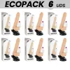 ECOPACK 6 UNITS - BASECOCK REALISTIC VIBRATOR REMOTE CONTROL NATURAL WITH TESTICLES 19.5 CM -O- 4 CM
