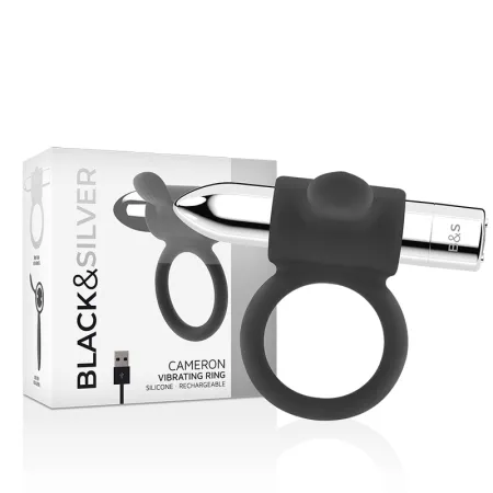 BLACK&SILVER - CAMERON RECHARGEABLE VIBRATING RING SILVER